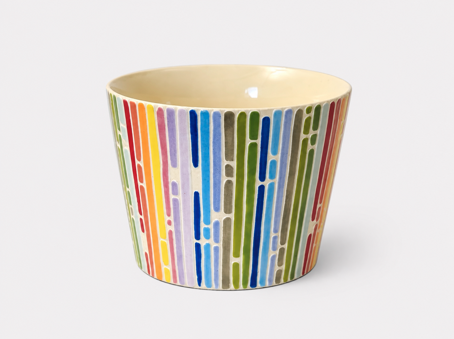 Artist Collection Hand-Painted Rainbow Raised Stripe Ceramic Mug – 300ml
