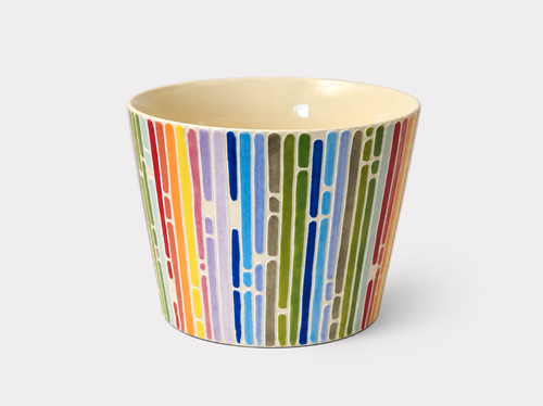 Artist Collection Hand-Painted Rainbow Raised Stripe Ceramic Mug – 300ml