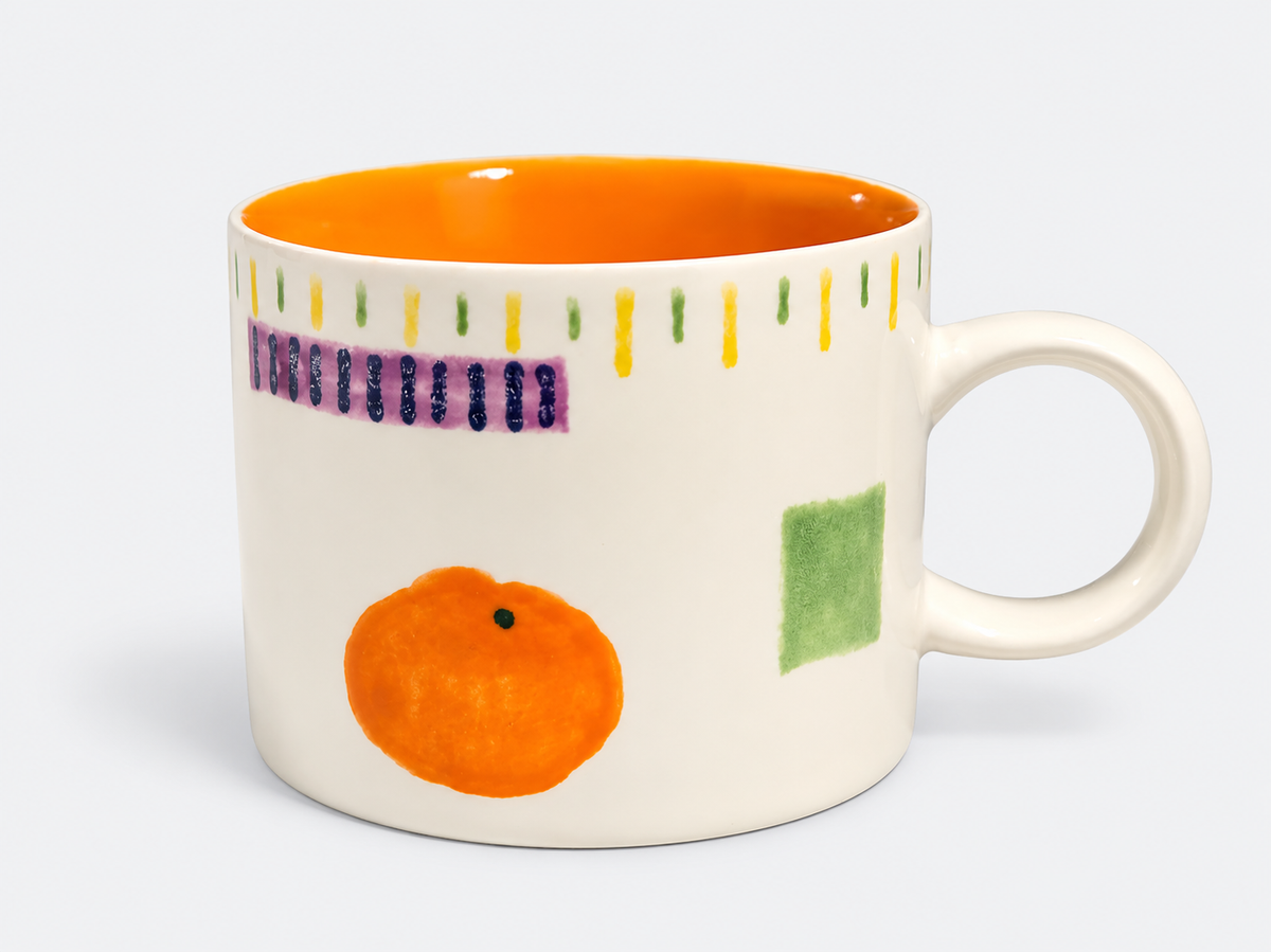 Artist-Designed Citrus Underglaze Ceramic Mug – 300ml