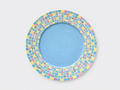 Artist Collection Blue Playful Grid Hand-Painted Ceramic Dining Plate