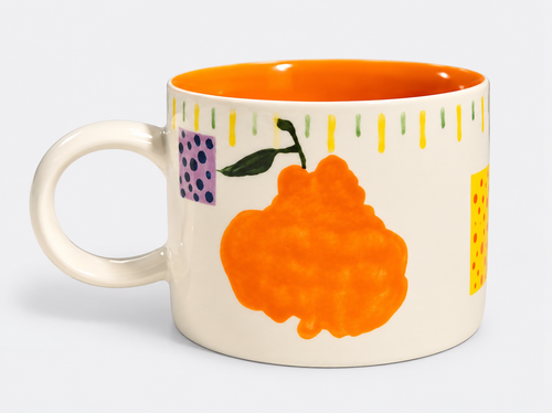 Artist-Designed Citrus Underglaze Ceramic Mug – 300ml