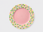 Artist Collection Pink Playful Grid Hand-Painted Ceramic Dining Plate