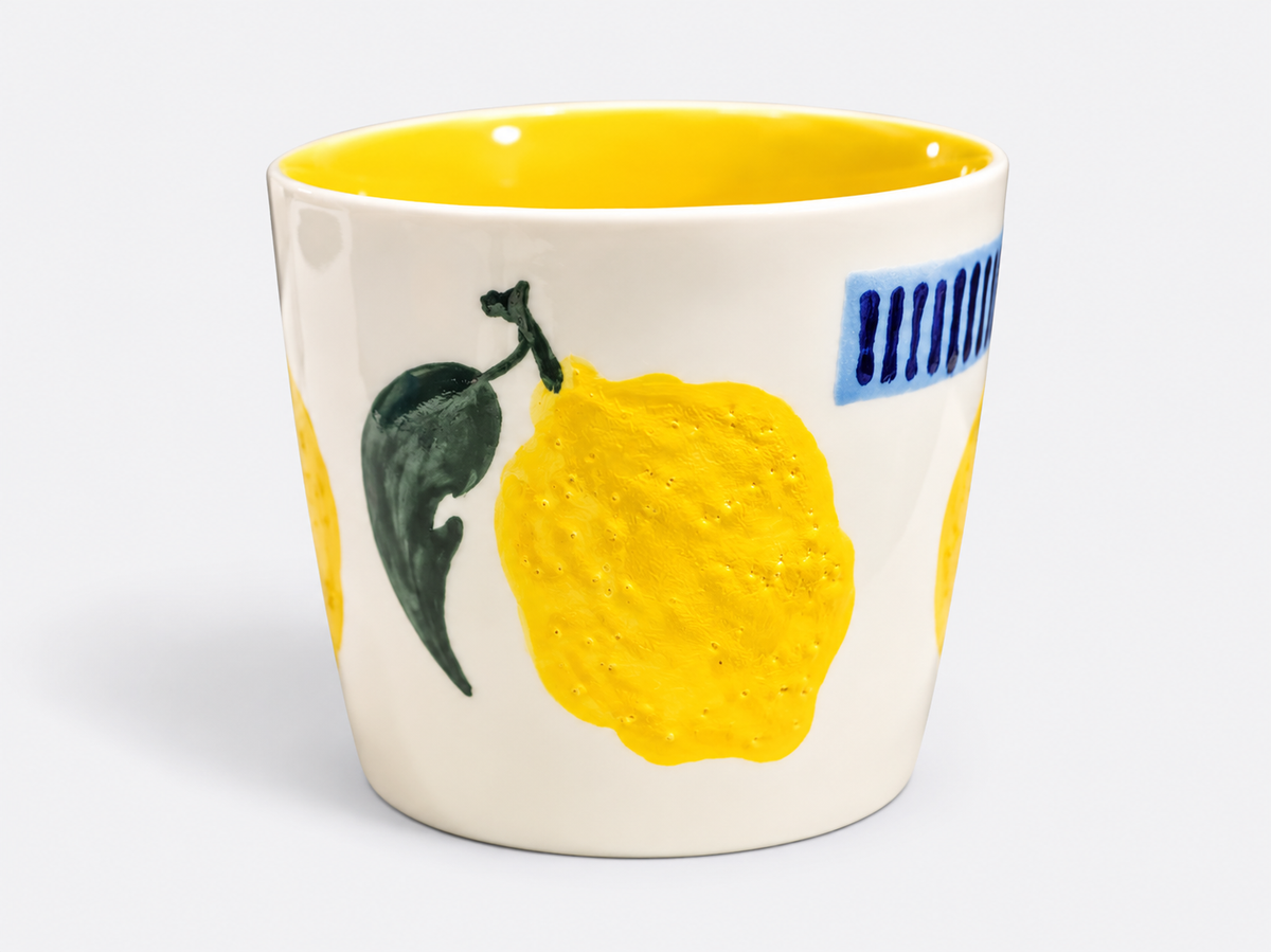 Artist-Designed Hand-Painted Lemon Jade Clay Cup – 180ml