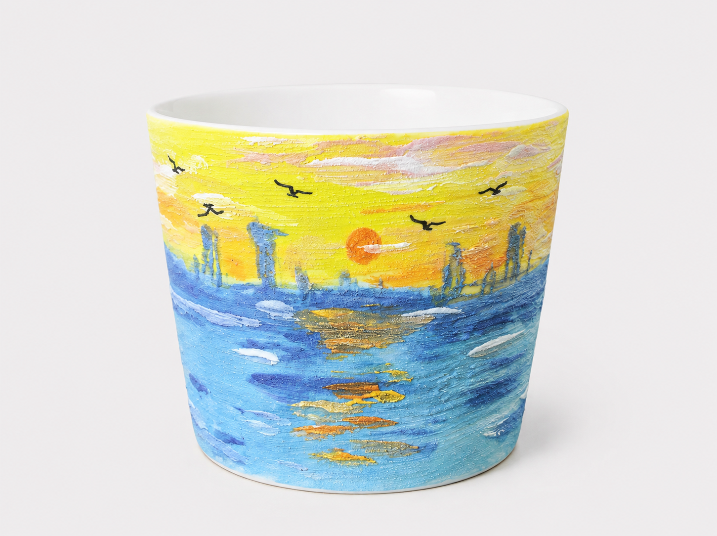 Golden Horizon Hand-Painted Mineral Art Ceramic Cup – 200 ml
