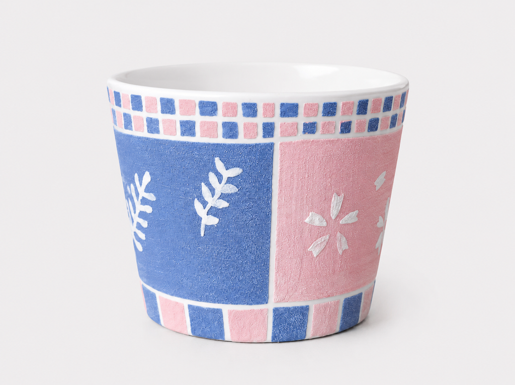 Botanical Mosaic Hand-Painted Mineral Art Ceramic Cup – 200 ml