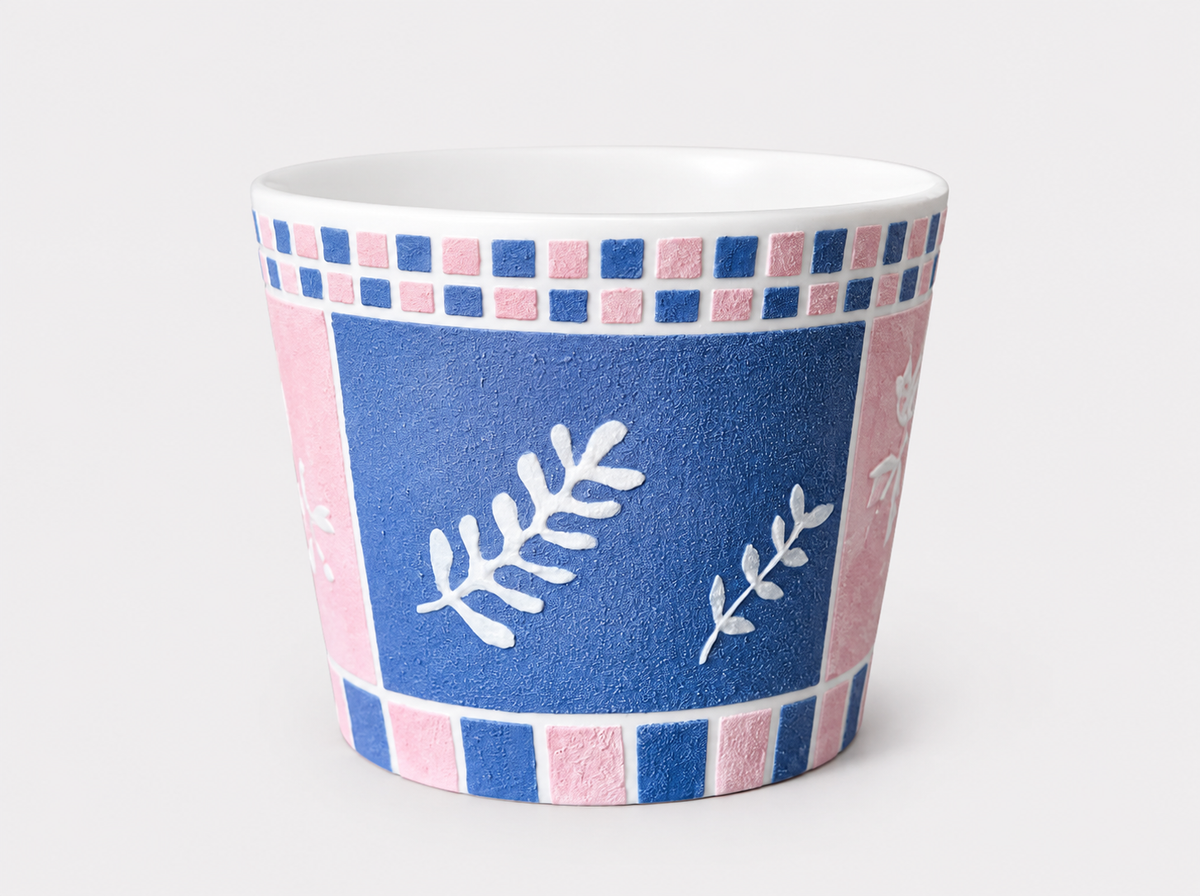 Botanical Mosaic Hand-Painted Mineral Art Ceramic Cup – 200 ml