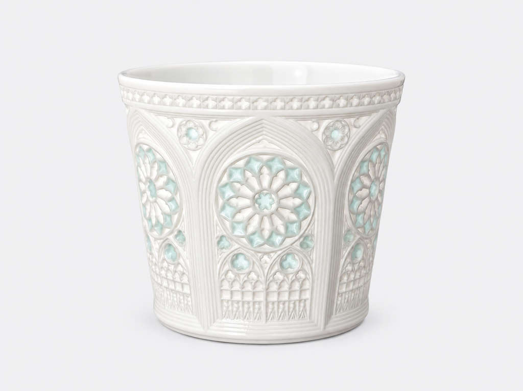 Traditional Linglong Porcelain Cup – Gothic Window Design, 200ml